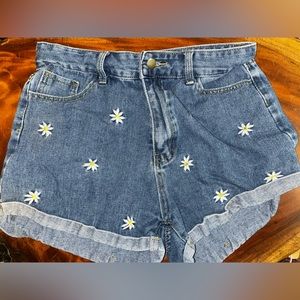 Daisy Floral Denim Shorts